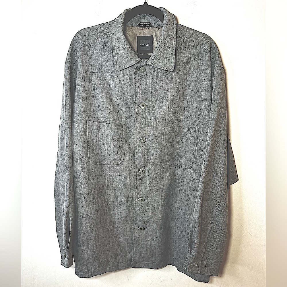 MASSIMO Moda Collection Men’s Gray Button Down Four Pocket Shacket Shirt Size XL
